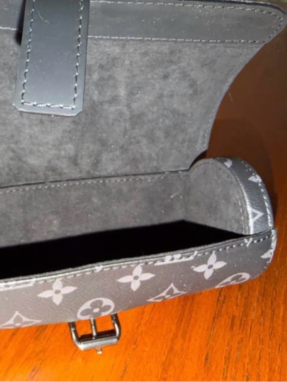 Louis Vuitton Black Monogram Eclipse Clutch with Gray Strap Accent - Picture 2 of 3